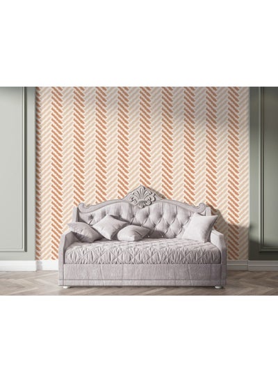 Buy Beige Hues Geometric Cut Velvet Fabric Wallpaper Covers An Area ​​Up To 4.2Mx3M With Adhesive And Smoothing Tool in Egypt