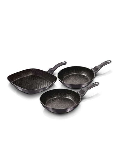 Buy Aluminium 3 Pieces Frypan Set, Metallic Line Carbon Pro Edition, Grey, Hungary in UAE