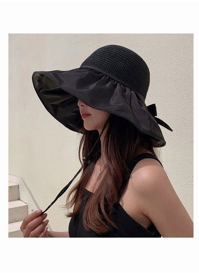 Buy Women Wide Brim Sun Hat Summer Beach Sun Hat Travel Foldable Brim Floppy Beach Hats for Women Outdoor UV Protection Mesh Beach Fishing Bucket Hat in Saudi Arabia