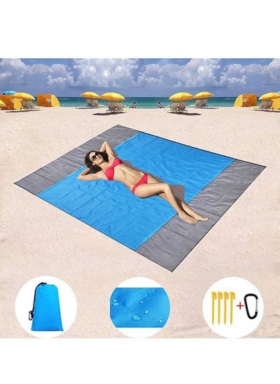 Buy Beach Blanket Waterproof Sandproof 2.1M*2M- Large Beach Blanket Sandproof Fits for 4-6 Adults Waterproof Beach Mat with Zipper Pocket Outdoor Beach Mat for Travel Camping Hiking in UAE