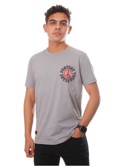 اشتري Coup - Printed Slim Fit T-Shirt - Grey في السعودية