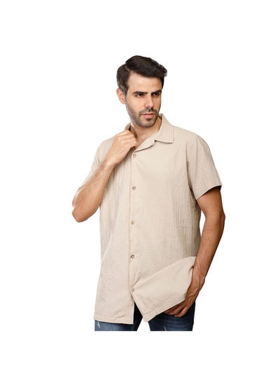 اشتري COUP Regular Basic Shirt For Men - Beige - M في مصر