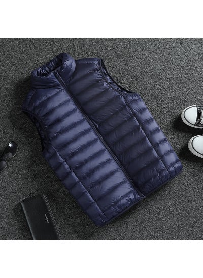 اشتري 2023 Mens Lightweight Winter Down Vest Navy blue [cotton coat]] في الامارات