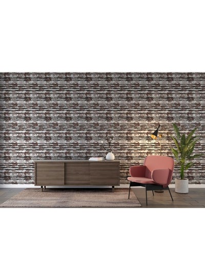 Buy Grey And Brown Leaves Abstract  Fabric Wallpaper Covers An Area ​​Up To 4.2Mx3M With Adhesive And Smoothing Tool in Egypt