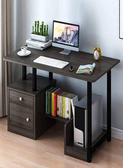 Buy Computer Desk With Large storage Drawers Table For Study Room and Office Furniture Black 90 x 37 x 72 cm in UAE