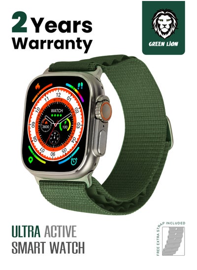 Buy Ultra watch original 49mm smart watch active series with extra strap and wireless charging/ alloy vacuum/ IP68 waterproof/ dustproof/ sleep monitoring/ heart rate/ ECG/ Workout/ Bluetooth call-Green in UAE