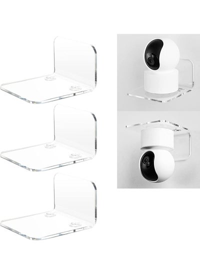 Buy Acrylic Wall Shelf Trio (3-Pack) Premier for Security Cameras, Baby Monitors & Speakers No Drill Installation, High-Grade Adhesive Sleek Clear Design, Clips Optimal Display & Home Decor in UAE