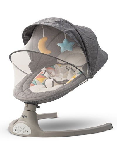 Buy Premium Automatic Electric Baby Swing Chair Cradle for baby With 5 Adjustable Swing Speed Remote Electric Swing with Soothing Vibrations Music Mosquito Net Safety Belt Kids Toys Swing for Babys Grey in Saudi Arabia