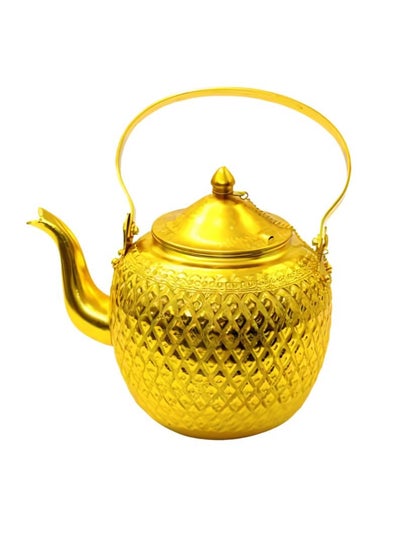 Buy Traditional golden aluminum teapot, 16 cm in Saudi Arabia