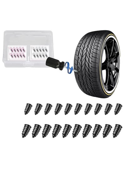 اشتري 20pcs Tyre Repair Kit, Tire Rubber Nails Tool, Self-Service Car Wheel Puncture Repair Screws with Screwdriver Set for Auto, Motorcycle, Bike, Truck, Tractor, Jeep, ATV (10S & 10L) في الامارات