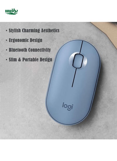 Buy Logitech 1pc Logitech Pebble Wireless Bluetooth Mouse, Solid Color Pebble Design, Suitable For Office, Mac, IPad, Laptop, Desktop Computer in UAE