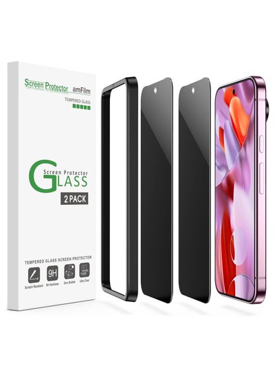 Buy amFilm Designed for Google Pixel 9 Pro XL 6.8" 2024 Privacy Screen Protector Tempered Glass,Ultrasonic Fingerprint Compatible,with Easy Installation Frame, Anti Scratch, Bubble Free,2 Pack in Egypt