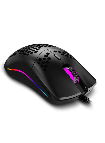 اشتري C-7 USB Wired Mouse RGB Gaming Mouse 16000DPI Computer Game Mice Hollowed-out Honeycomb Design for PC Laptop Black في الامارات