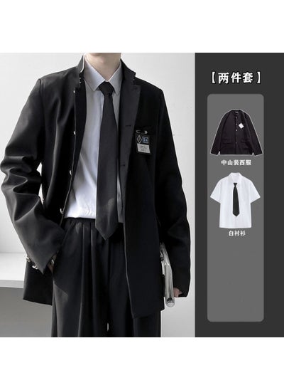 Buy Retro Japanese DK Suit for Men Black + short white shirt + black tie in Saudi Arabia