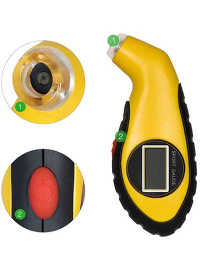 Buy Tire Pressure Gauge, Digital Tester LCD Backlight Auto Car Motorcycle Gauge Air monitor Barometer Meter Yellow in UAE