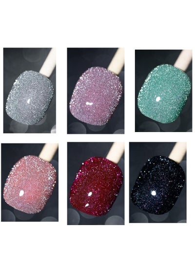 Buy 6-Piece UV and LED Glitter Nail Gel Polish Set in UAE