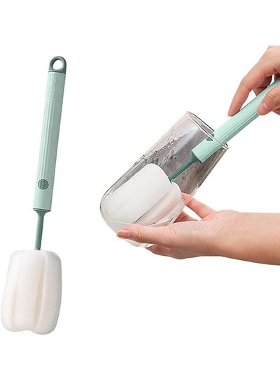 اشتري Hanso Baby Bottle Brush - Removable Sponge Head - Long Handle - Ideal For Cleaning Cups, Thermos Bottles (Green) في مصر