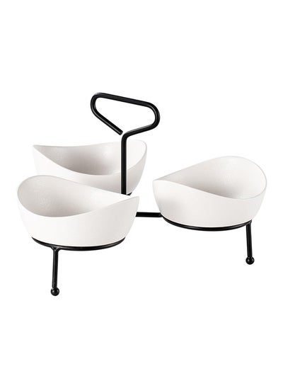 اشتري Shallow Porcelain 3-13cm Bowl Serving Set with Black Stand Rack - في الامارات