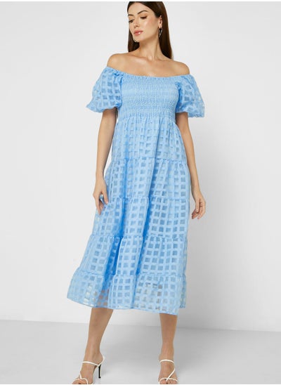 Buy Off Shoulder Puff Sleeve Dress in UAE