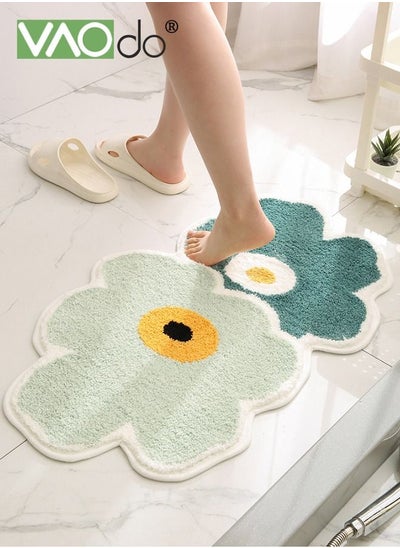 Buy Cute Bath Mat Soft Superfine Fiber Flower Floor Mat Bathroom, Non Slip Water Absorbent Rug Bath Mat Door Mats Rugs for Entrance Bedroom Kitchen Bathroom Toilet Floors 50*80CM in Saudi Arabia