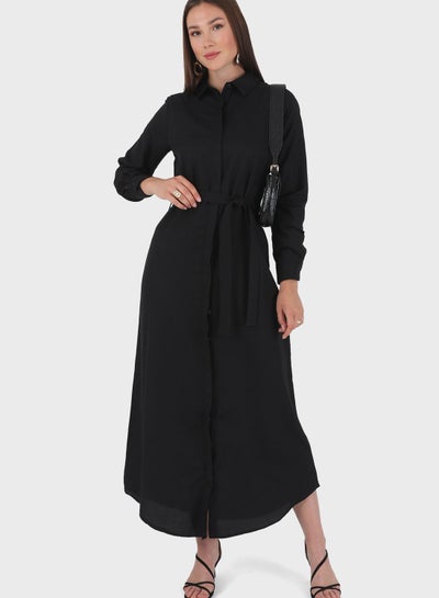 Buy Belted Button Down Dress in UAE