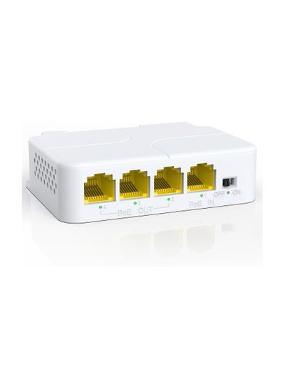 Buy 4 Port PoE Extender Gigabit, PoE Passthrough Switch, 3 PoE Out, IEEE 802.3af/at Mini 4 Channel PoE Repeater 1000Mbps, VLAN, Wall and Din Rail Mount Passthrough POE Amplifier/Booster, Plug and Play in Saudi Arabia
