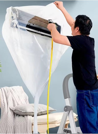 Buy LARGE Indoor AC Cover Cleaning Bag, 1.6M Hose, Fits up to 3.2M Units, Transparent Protector for Wall Mounted Air Conditioners, Reusable in Saudi Arabia