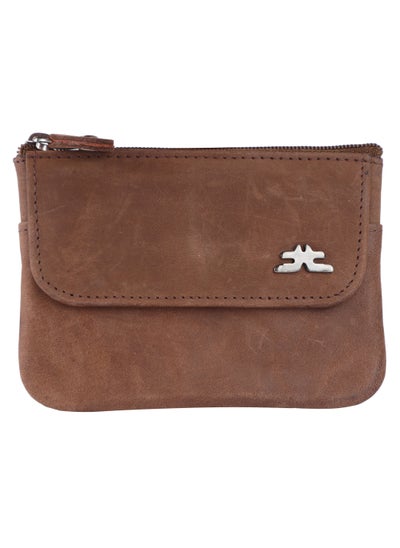 اشتري Laveri Leather Coin Purse With Key Chain Brown Hunnter في الامارات