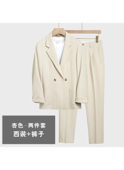 Buy Spring Autumn Casual Mens Suit Set Trendy Apricot in UAE