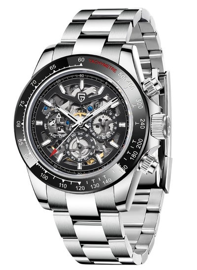 اشتري Men's Skeleton Automatic Watches Mechanical Stainless Steel Waterproof Wrist Watch with Sapphire Glass في الامارات