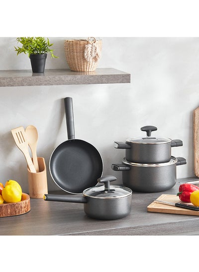 Buy Lisbon 9-Piece Non-Stick Cookware Set 30x0.8x30 cm in UAE