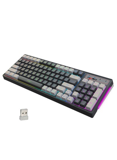 Buy L900  Gaming Keyboard RGB Backlit Two Color Injection Molding Keycap Gray And White Color Matching 2.4G Wireless Keyboard in UAE