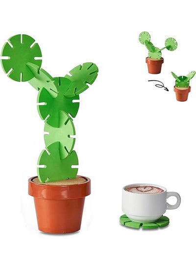 اشتري Creative Cactus Coaster Non-slip Heat Insulation, Set Of 6 Pieces for Drinks, Desktop Multifunctional Ornaments في السعودية