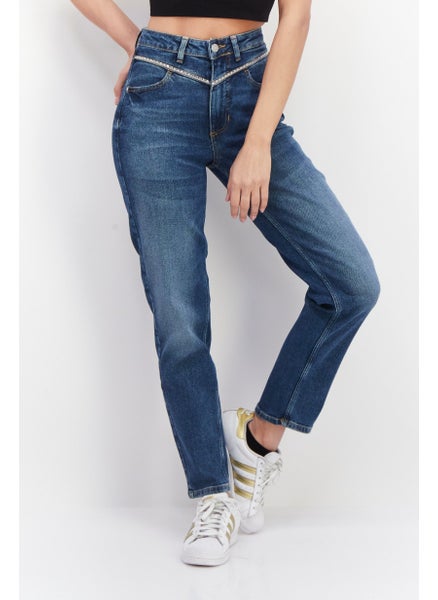 اشتري Women Tapered Fit Wash Stretchable Denim, Blue في الامارات