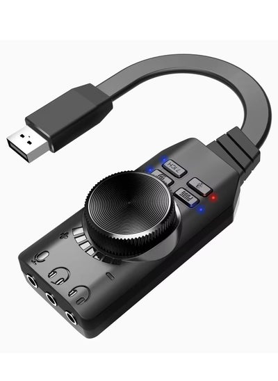 Buy Plextone GS3 Mark II Virtual 7.1 Channel USB Sound Card Adapter Microphone and Stereo Sound Card Converter with Dual 3.5mm Headphone Jack, Including PUBG and League of Legends Sound Effects in Saudi Arabia