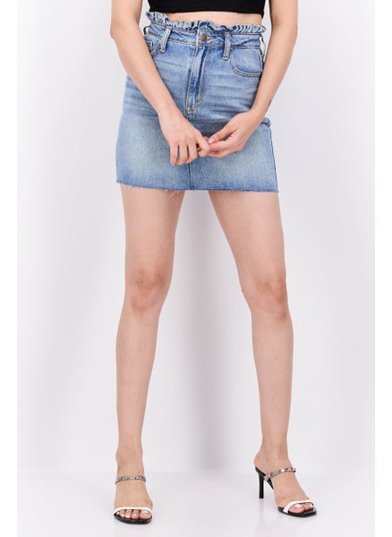 اشتري Women Solid Denim Mini Skirts, Blue في الامارات