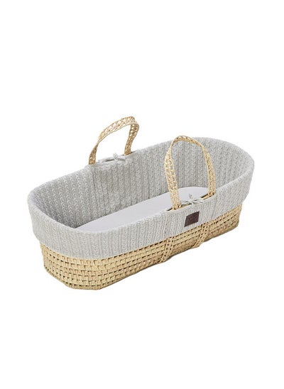 Buy Natural Knitted Baby Moses Basket And Mattress From 0 - 4 Months in UAE