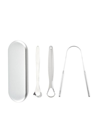 اشتري Tongue Scraper Tongue, Cleaner Stainless Steel Tongue Scrapers with Travel Case for Oral Cleaning, Professional Tongue Cleaners for Fresher Breath (3 Shapes Tongue Scrapers) 3 Pieces في الامارات