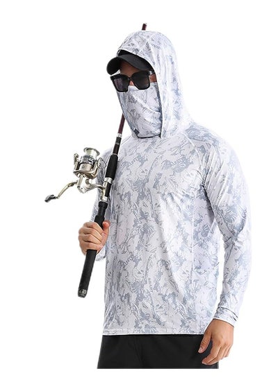 اشتري 6-In-1 Professional Upf50+ Fishing Clothing, with Face Mask Long Sleeve Sun Protection Quick Dry Fishing Hoodie, Cool Fabric, Lightweight and Breathable Sun Protection Clothing, 1 Pcs, XXL في السعودية