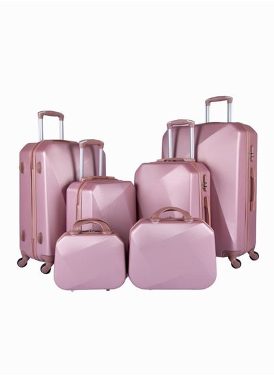 Buy Hardside 6 Piece Luggage Trolley Set Rosegold in Saudi Arabia