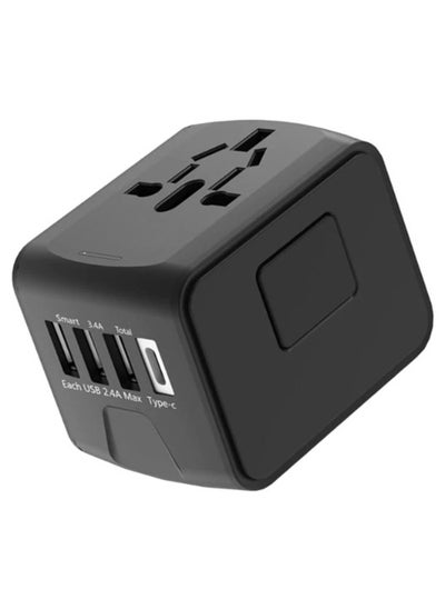 Buy Universal Travel Adapter, All in One International Power Adapter with High Speed 3 USB and Type C Travel Charger, US, UK, EU, AU. in UAE