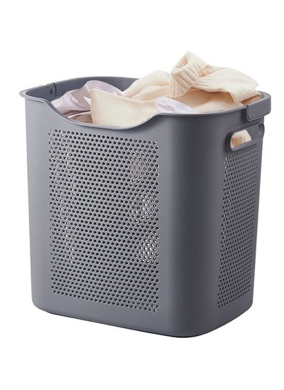 Buy Large Laundry Basket Hamper with Handles Washing Bin Dirty Clothes Storage Organizer Grey in UAE