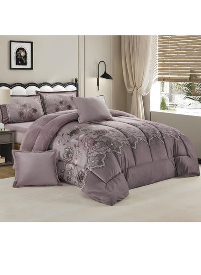 Buy King Size Velvet Fur Winter Comforter Set: Warm, Fluffy, and Reversible in Saudi Arabia