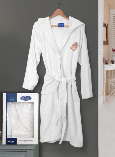 Buy Cotton bathrobe with a pocket and a head cover for unisex, 100% Egyptian cotton, ultra-soft, highly water-absorbent, color-fast and modern, ideal for daily use, resorts and spas. Comes in an elegant S in UAE
