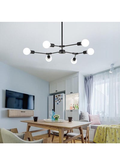 Buy 6 head Modern Ceiling Chandelier Creative Design Modern Decor Pendant Lamp For Living Room Bedroom, black,without bulbs in Saudi Arabia