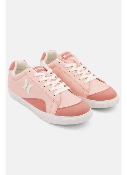 اشتري Women Medium Colorblock Lace Up Casual Shoes, Dark Pink/White في السعودية