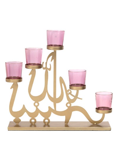 Buy Saar Candle Holder, Gold & Pink - 42x22 cm in UAE