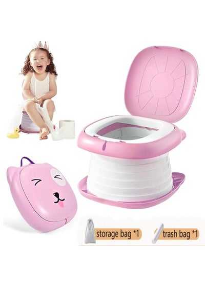 Buy Children folding toilet seat,Baby Portable Potty Travel Foldable Potty for Camping Indoor Outdoor Bathroom pink in Saudi Arabia