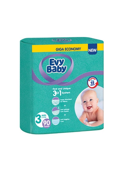 Buy Diapers, Number 3, From 5-9 Kg, Giga Economy Pack - 90 Pieces in Saudi Arabia