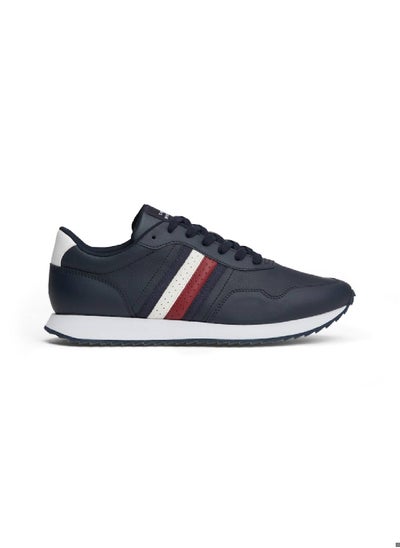 Buy Men's Signature Tape Lace-Up Runner Trainers, Blue - Leather in UAE